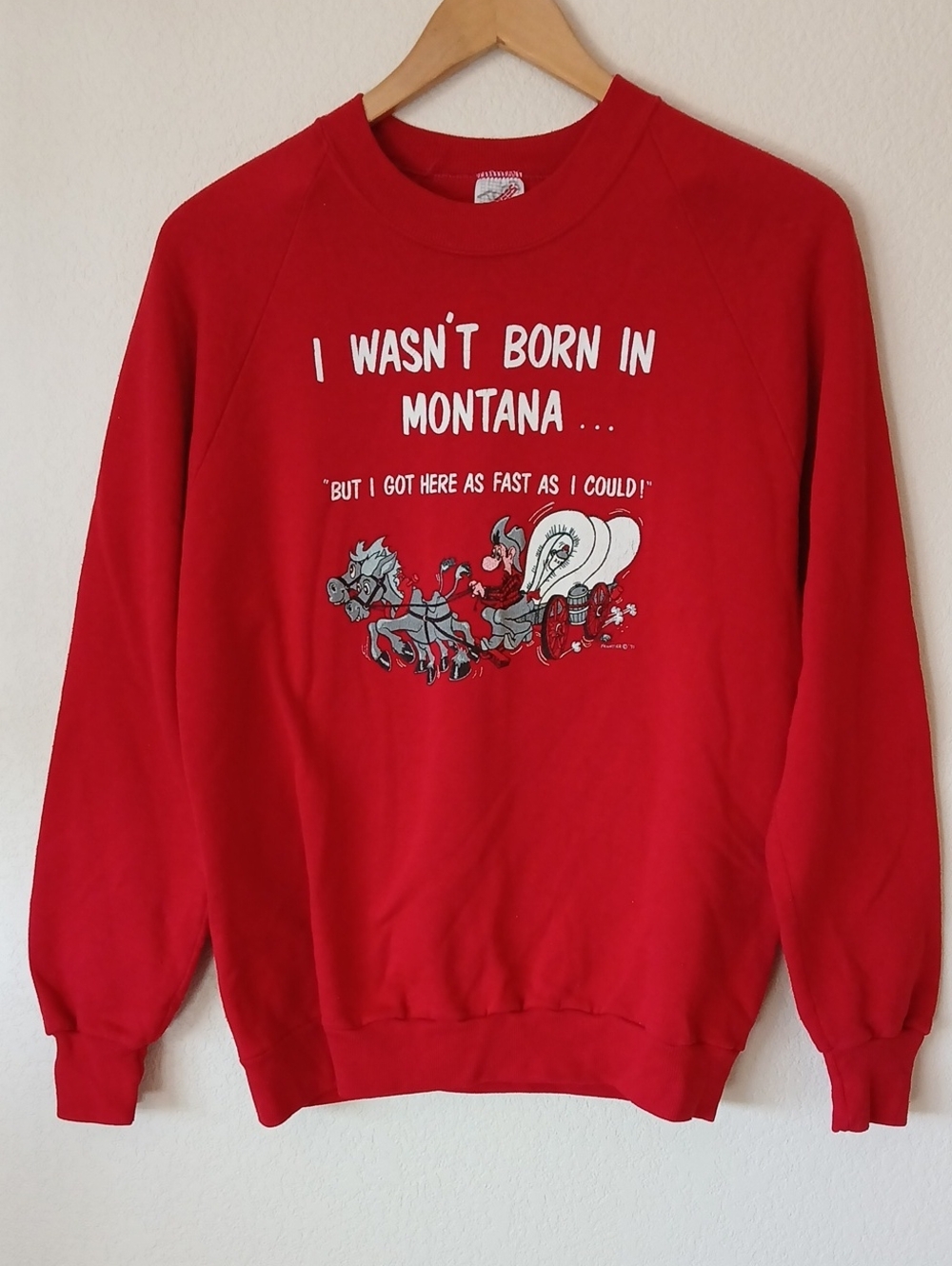 Vintage Jerzees Montana Born 90s Red Sweatshirt
